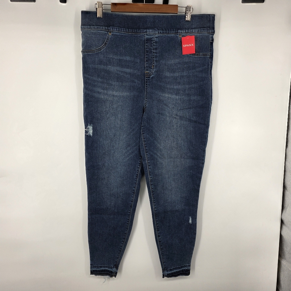Spanx NWT Distressed Jean-ish Ankle Skinny Leggings Indigo 3XL